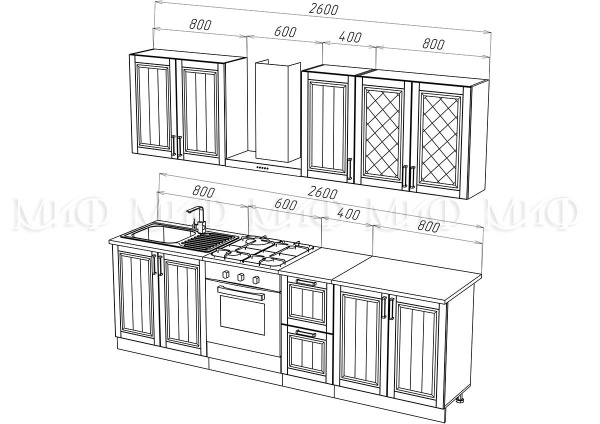 Кухонный Гарнитур Настенька 2000 мм МДФ/Разные Цвета