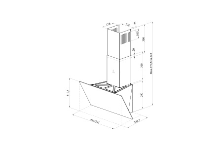 Наклонная вытяжка LEX Meta 600 White