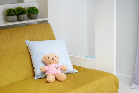 Двухъярусная кровать с диван-кроватью желтый / белый