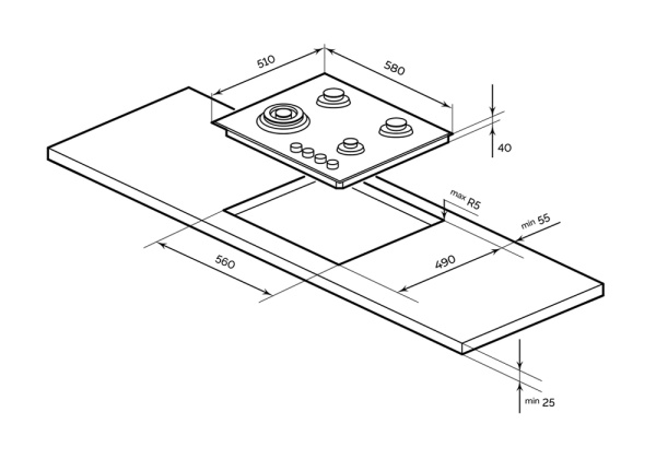 Газовая варочная панель Millen MGH 602 черная