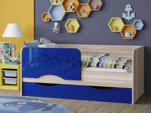 Детская Кровать Дельфин-2 МДФ с фасадом 3D/Разные Цвета